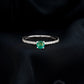 0.49 Carat Emerald Dainty Solitaire Ring with French Pave Set Diamond