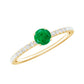0.49 Carat Emerald Dainty Solitaire Ring with French Pave Set Diamond