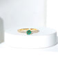 0.49 Carat Emerald Dainty Solitaire Ring with French Pave Set Diamond