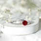 2.3 Carat Lab Created Ruby Bridal Ring Set with Moissanite