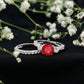 2.3 Carat Lab Created Ruby Bridal Ring Set with Moissanite