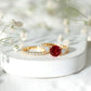 2.3 Carat Lab Created Ruby Bridal Ring Set with Moissanite