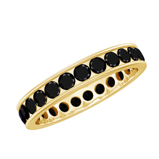 Anillo de eternidad de espinela negra con engaste de canal
