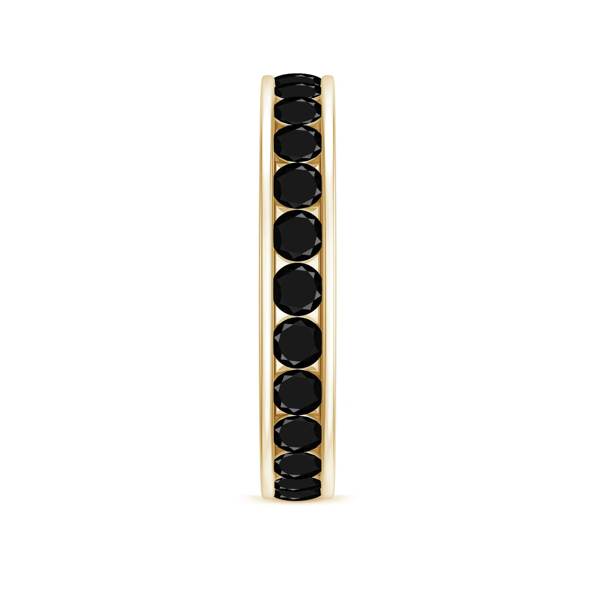 Natural Channel Set Black Spinel Eternity Ring for Anniversary