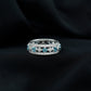 London Blue Topaz Vintage Inspired Eternity Band with Diamond