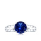 AAAA Quality Lab Created Blue Sapphire Solitaire Ring with Filigree Shank