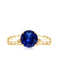 AAAA Quality Lab Created Blue Sapphire Solitaire Ring with Filigree Shank