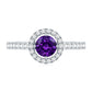 Real Amethyst Promise Ring with Diamond Halo