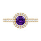 Real Amethyst Promise Ring with Diamond Halo
