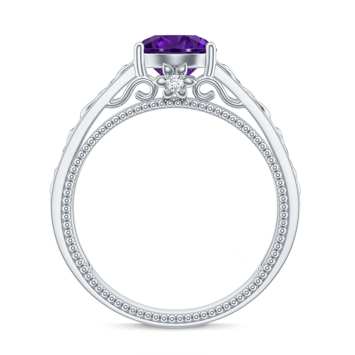 Vintage Looking 1.2 Carat Amethyst Celtic Engagement Ring with Surprise Diamond