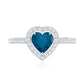 Heart Shaped London Blue Topaz Engagement Ring with Diamond Halo