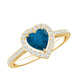 Heart Shaped London Blue Topaz Engagement Ring with Diamond Halo