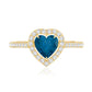 Heart Shaped London Blue Topaz Engagement Ring with Diamond Halo