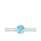 Certified Real Aquamarine Solitaire Ring with Diamond Side Stones