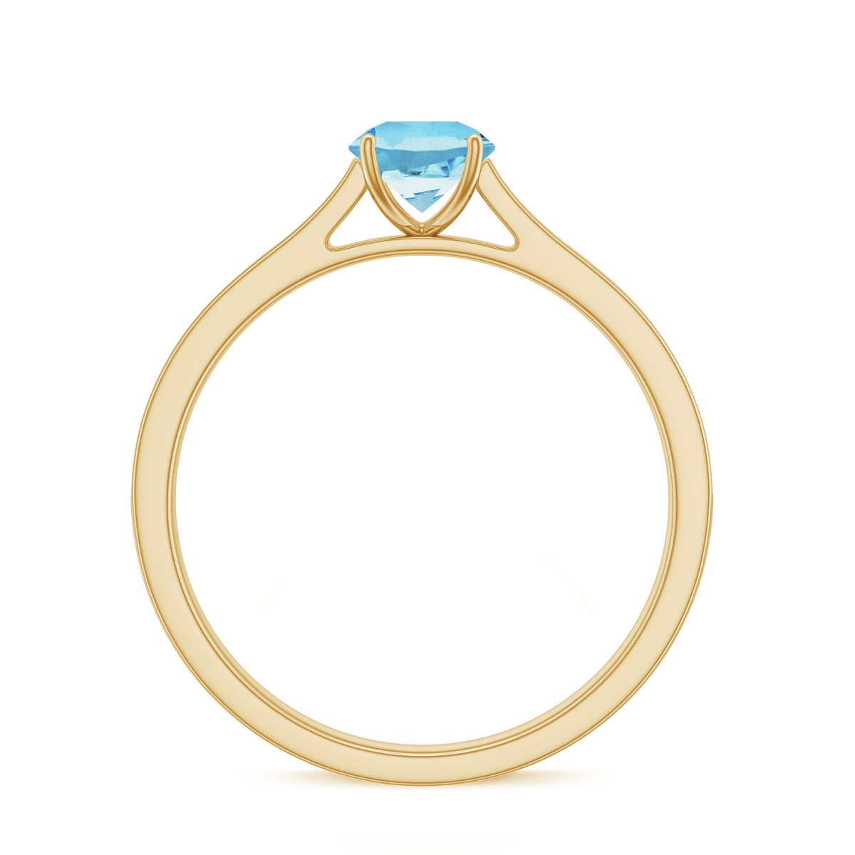 Certified Real Aquamarine Solitaire Ring with Diamond Side Stones
