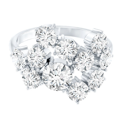 Certified Round Moissanite Cluster Engagement Ring for Women