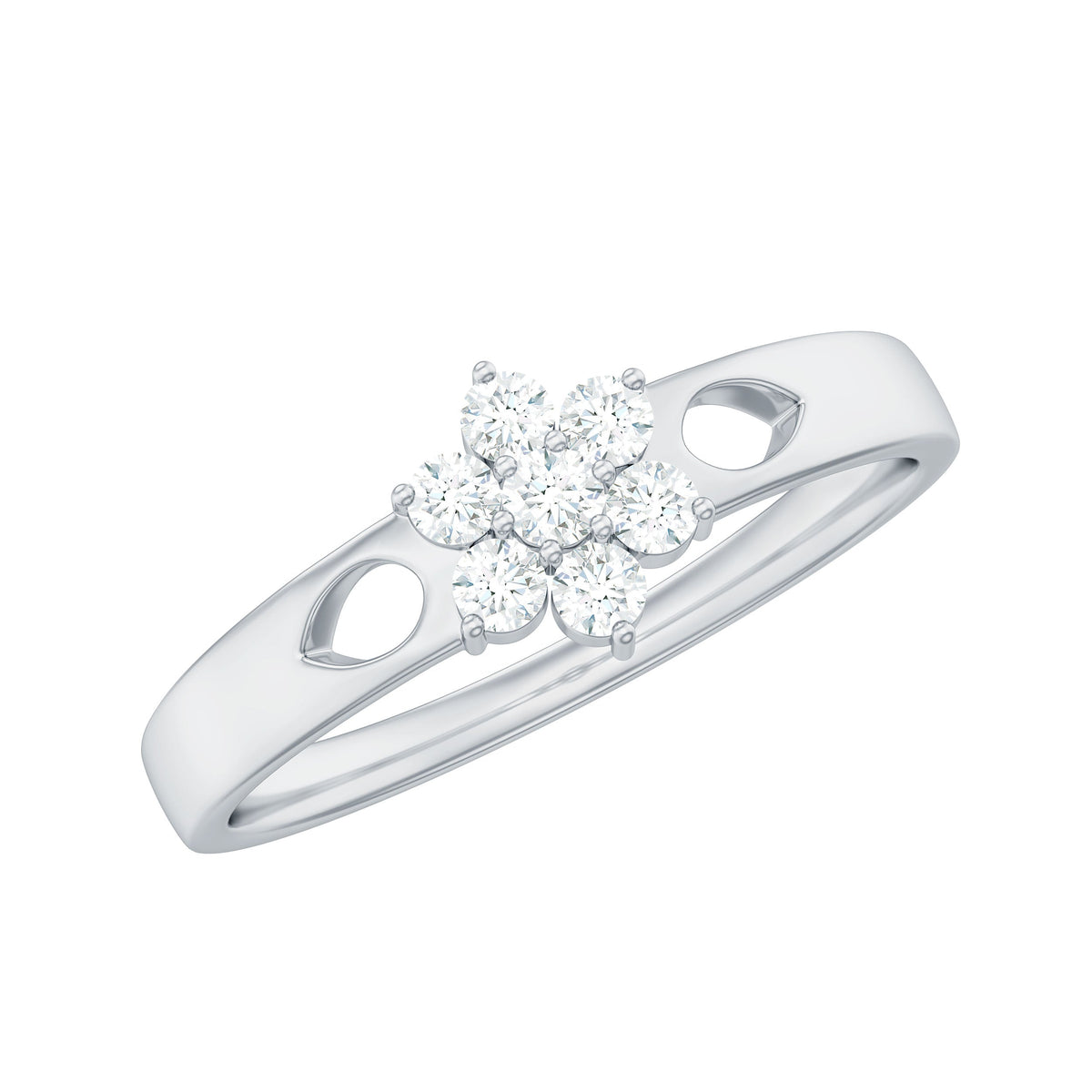 Anillo de promesa en forma de flor con diamantes, inspirado en la naturaleza, para propuesta de matrimonio