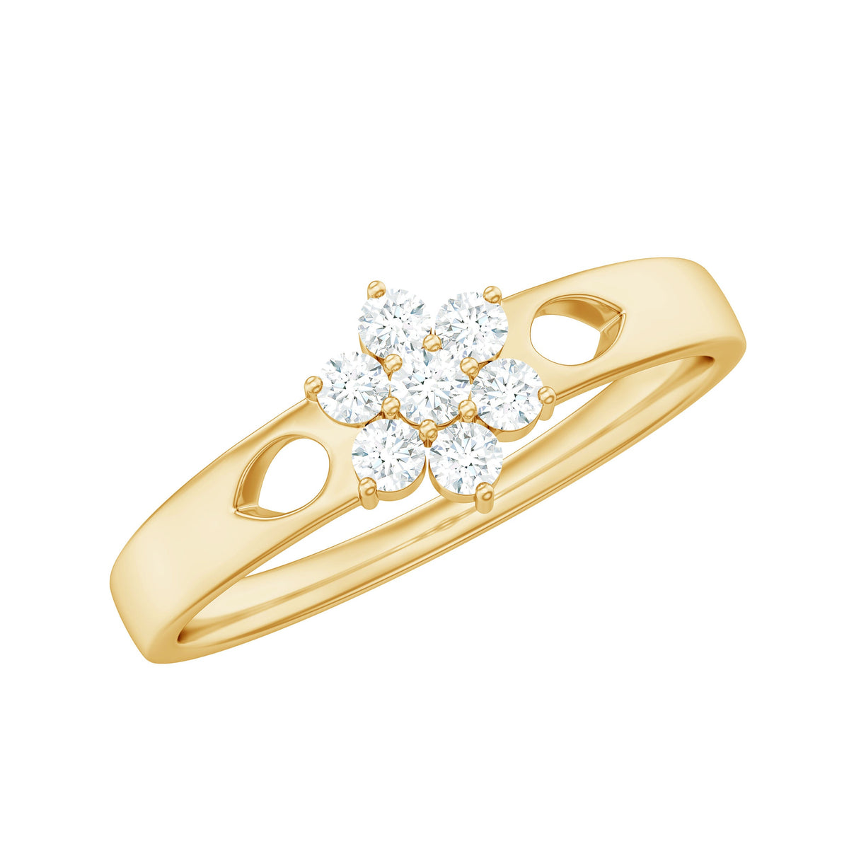 Anillo de promesa en forma de flor con diamantes, inspirado en la naturaleza, para propuesta de matrimonio
