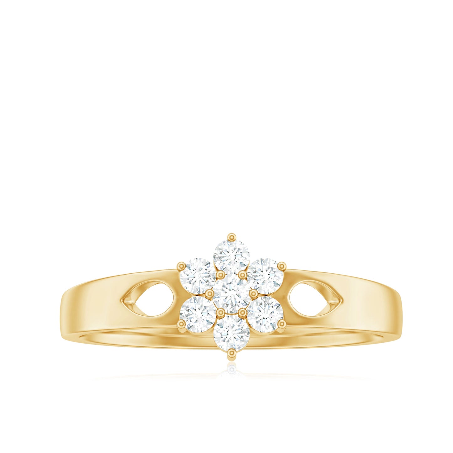 Anillo de promesa en forma de flor con diamantes, inspirado en la naturaleza, para propuesta de matrimonio