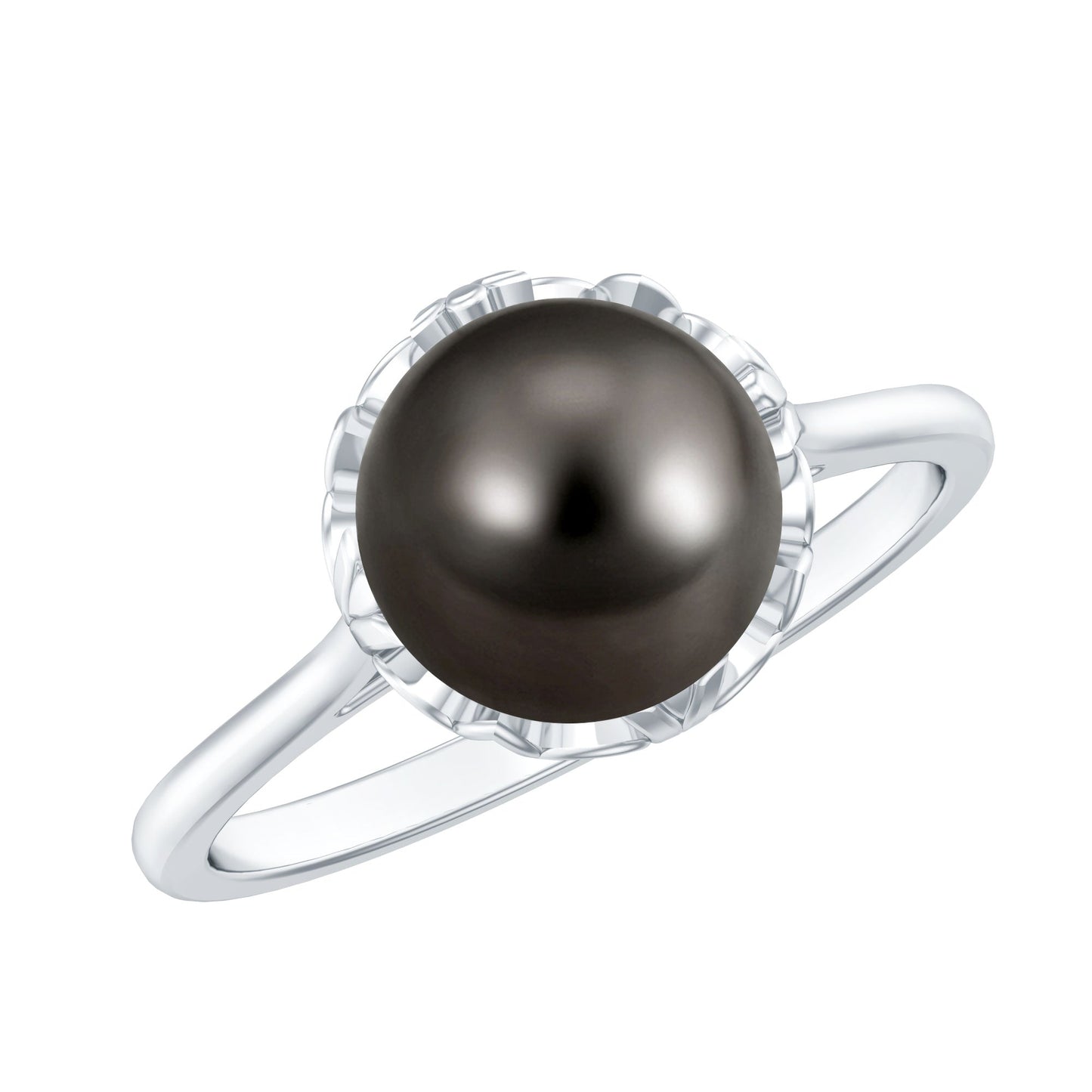 Anillo de compromiso con perla negra de Tahití genuina, seleccionado a mano