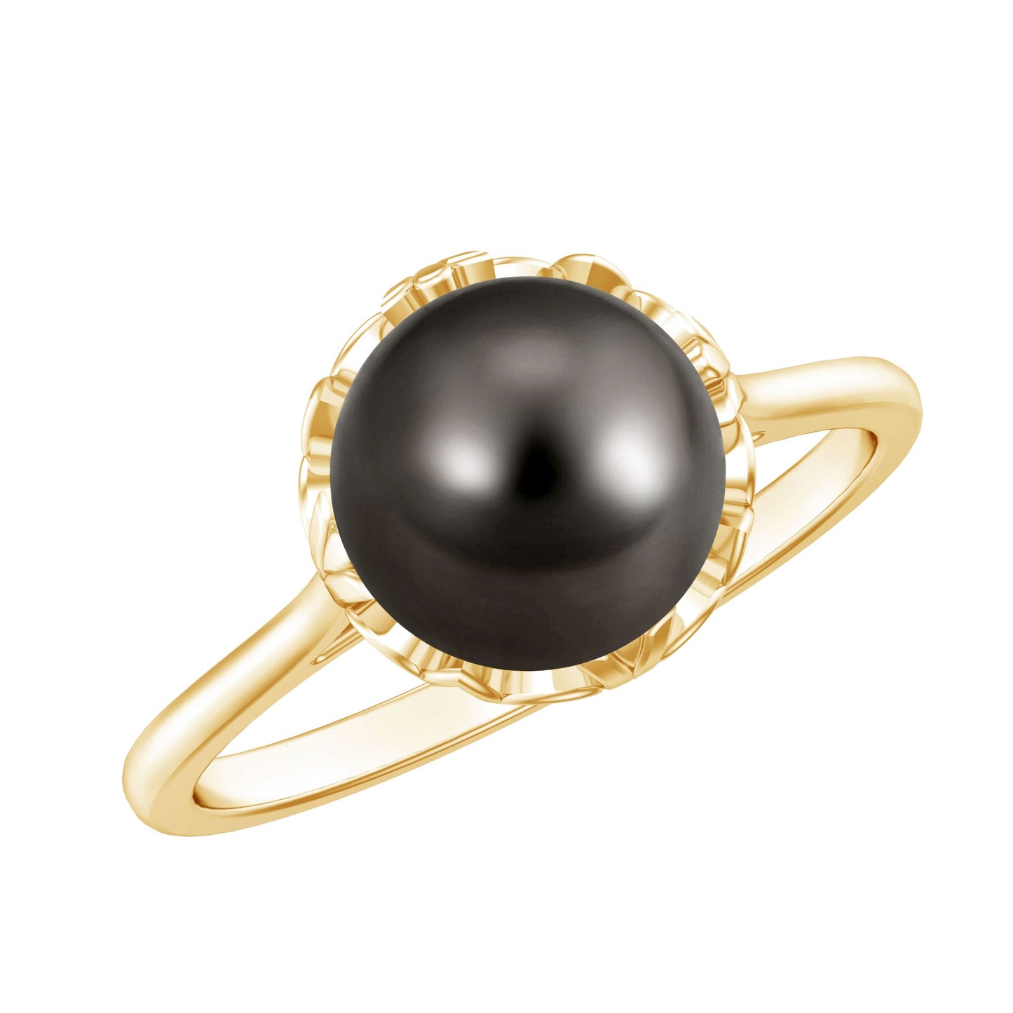Anillo de compromiso con perla negra de Tahití genuina, seleccionado a mano
