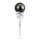 Tahitian Black Pearl and Diamond Leaf Minimal Engagement Ring