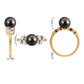 Tahitian Black Pearl and Diamond Leaf Minimal Engagement Ring