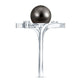 Tahitian Black Pearl Bypass Engagement Ring with Diamond
