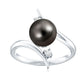 Tahitian Black Pearl Bypass Engagement Ring with Diamond