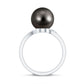 8 Carat Designer Tahitian Pearl Solitaire Ring with Diamond