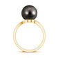 8 Carat Designer Tahitian Pearl Solitaire Ring with Diamond