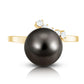 8 Carat Designer Tahitian Pearl Solitaire Ring with Diamond