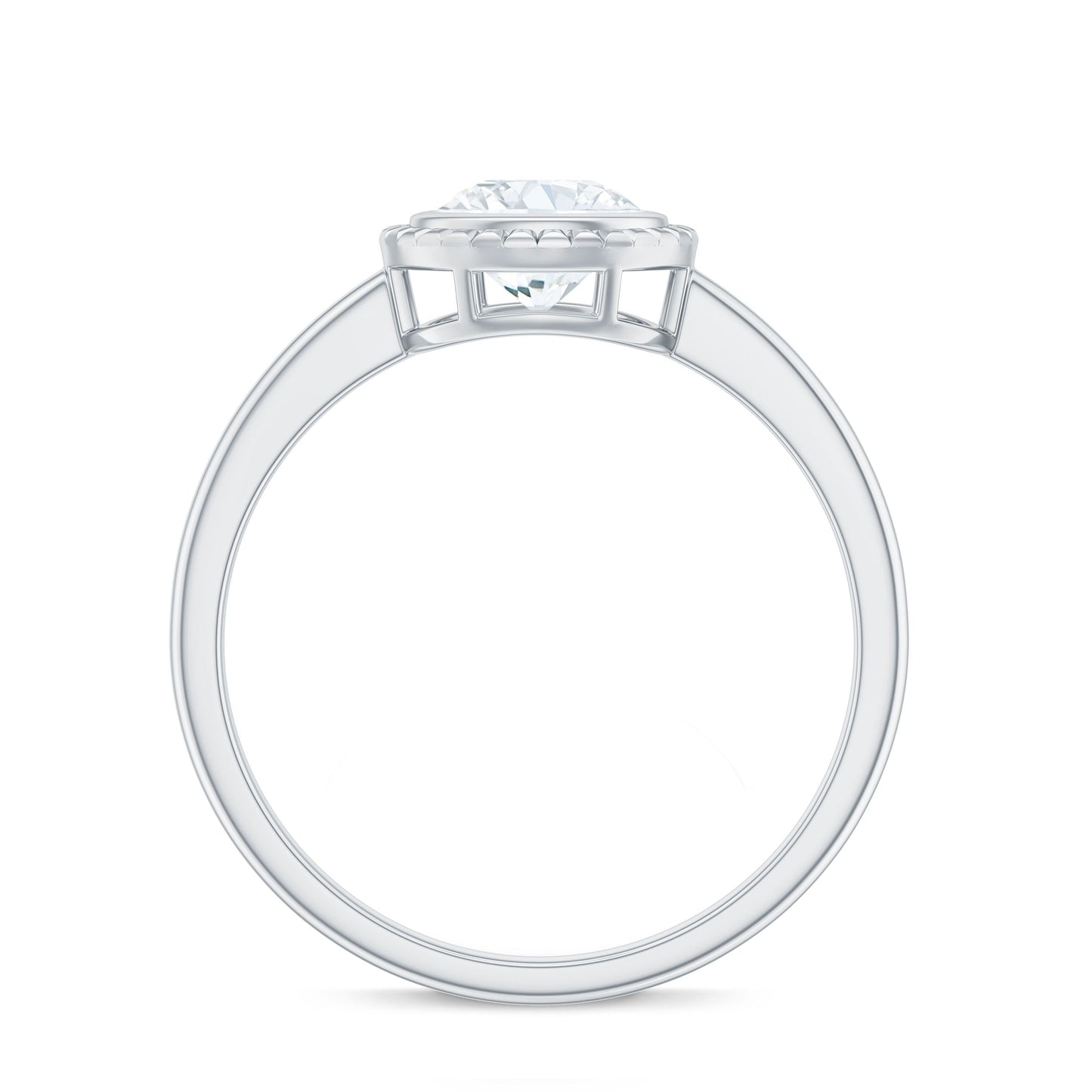 Anillo de compromiso solitario de moissanita redonda de 0,9 quilates con engaste de bisel