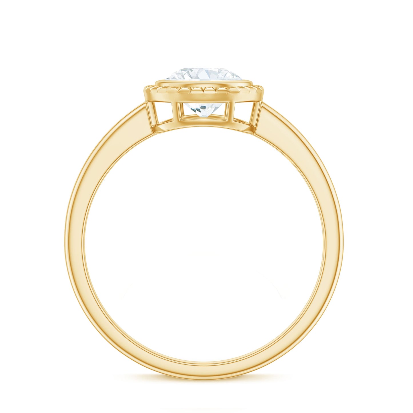 Anillo de compromiso solitario de moissanita redonda de 0,9 quilates con engaste de bisel