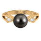 Solitaire Tahitian Pearl Contemporary Engagement Ring with Diamond