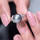 8 Carat Real Tahitian Black Pearl Solitaire Engagement Ring