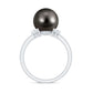 8 Carat Real Tahitian Black Pearl Solitaire Engagement Ring