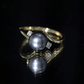 Natural Tahitian Black Pearl Diamond Vintage Engagement Ring