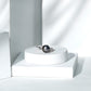 Natural Tahitian Black Pearl Diamond Vintage Engagement Ring