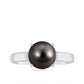 7.5 CT Classic Tahitian Pearl Solitaire Ring with Surprise Diamond