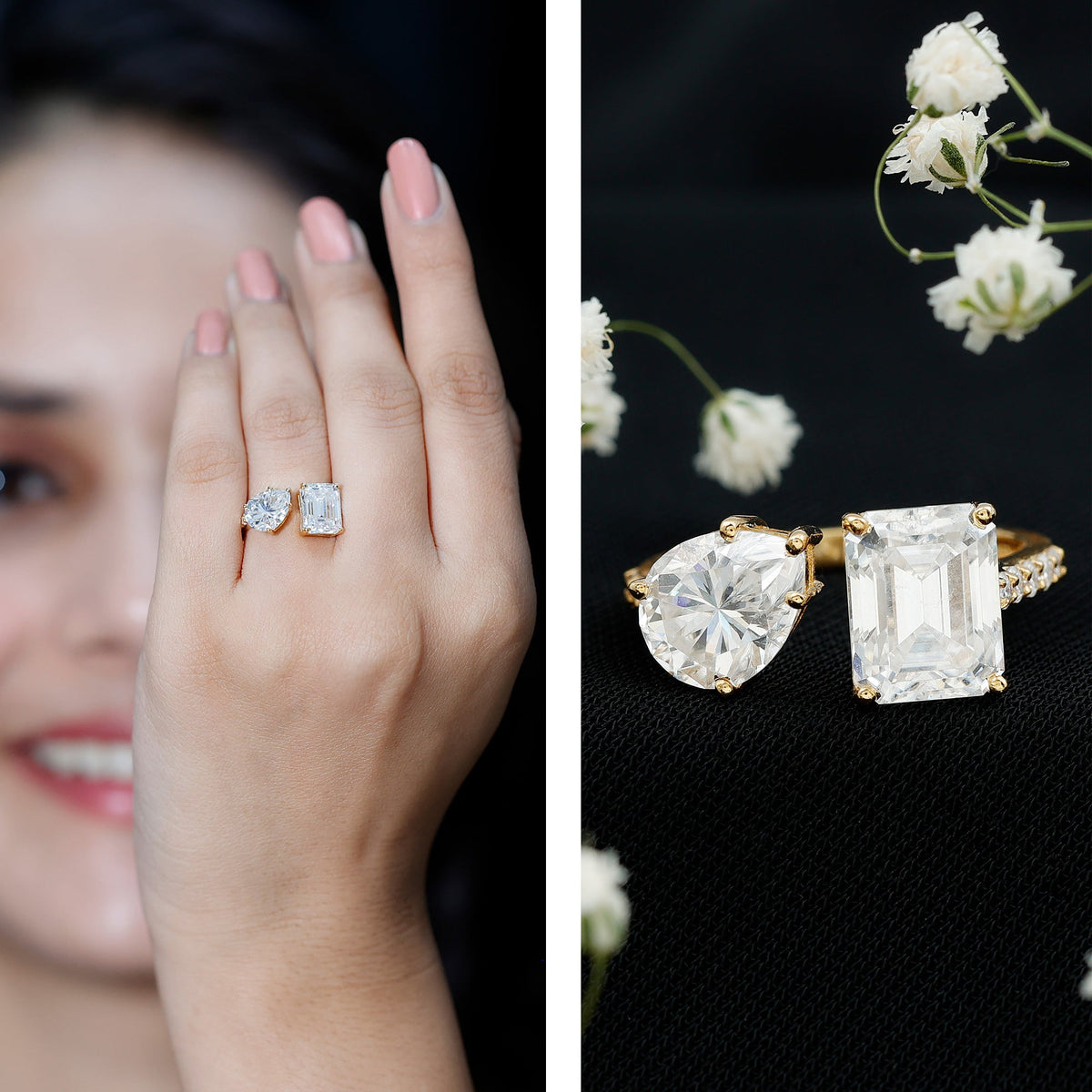 Toi Et Moi Moissanite Engagement Ring for Women