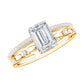 1.8 Carat Emerald Cut Moissanite Solitaire Engagement Double Band Ring