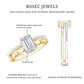 1.8 Carat Emerald Cut Moissanite Solitaire Engagement Double Band Ring