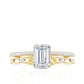 1.8 Carat Emerald Cut Moissanite Solitaire Engagement Double Band Ring