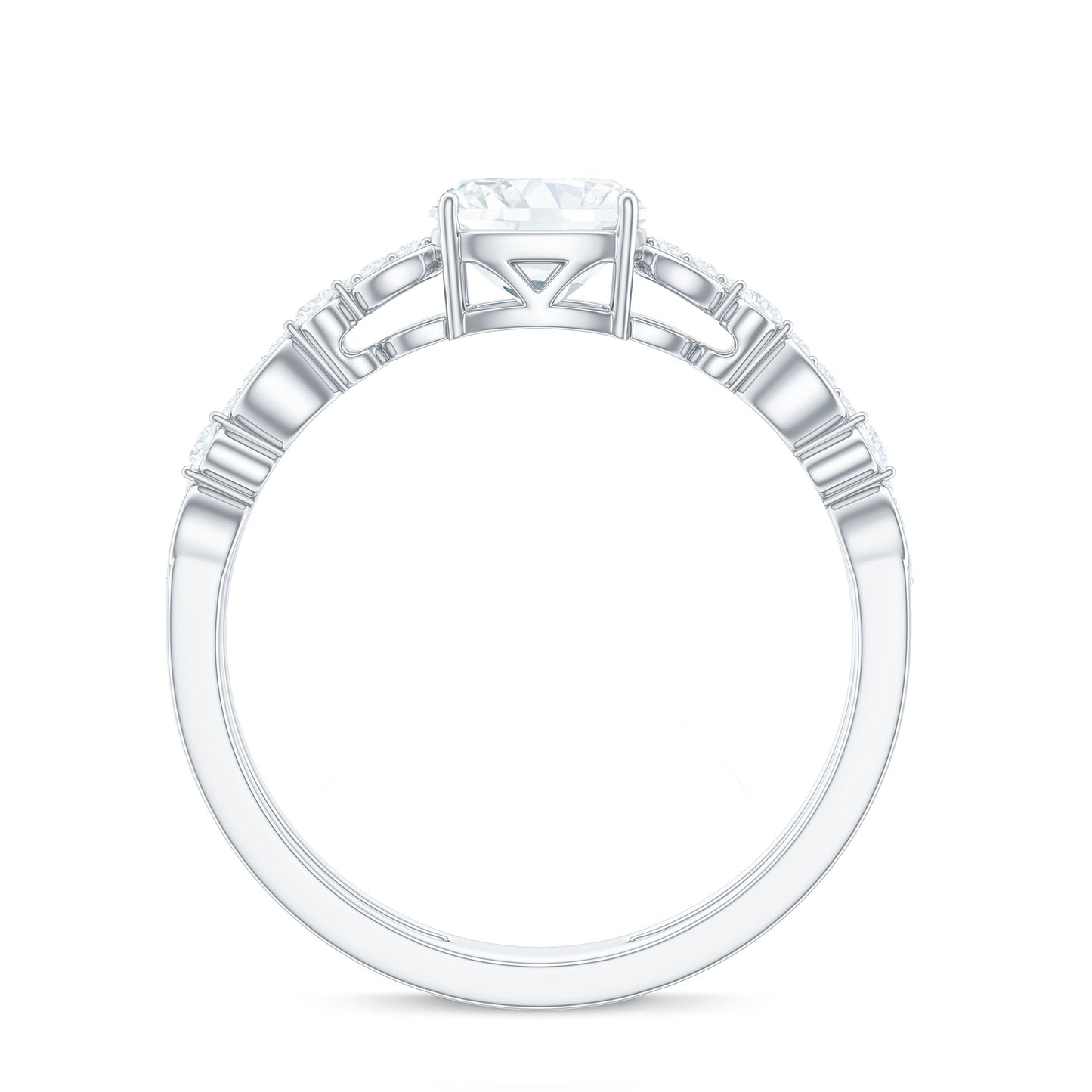 Anillo de compromiso solitario de moissanita de 1,7 quilates con corte cojín y doble banda