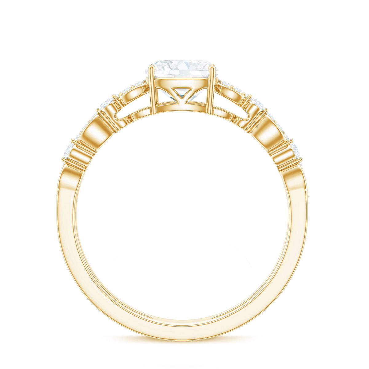Anillo de compromiso solitario de moissanita de 1,7 quilates con corte cojín y doble banda