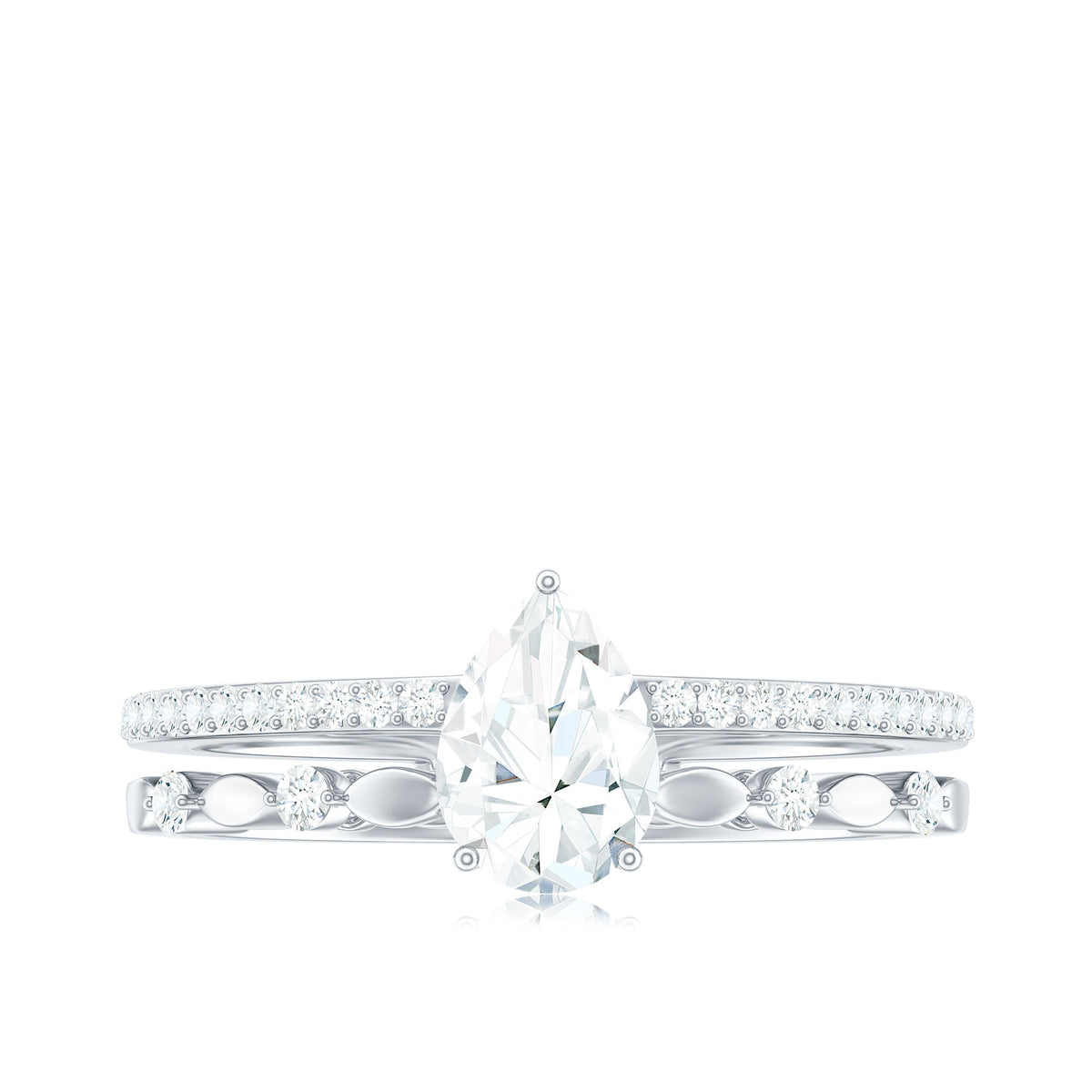 Pear Shaped Moissanite Double Band Engagement Ring