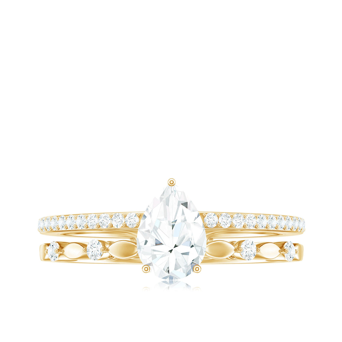 Pear Shaped Moissanite Double Band Engagement Ring