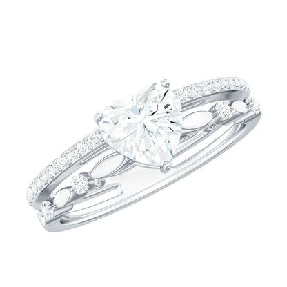 1.5 Carat Heart Moissanite Solitaire Double Band Ring Set