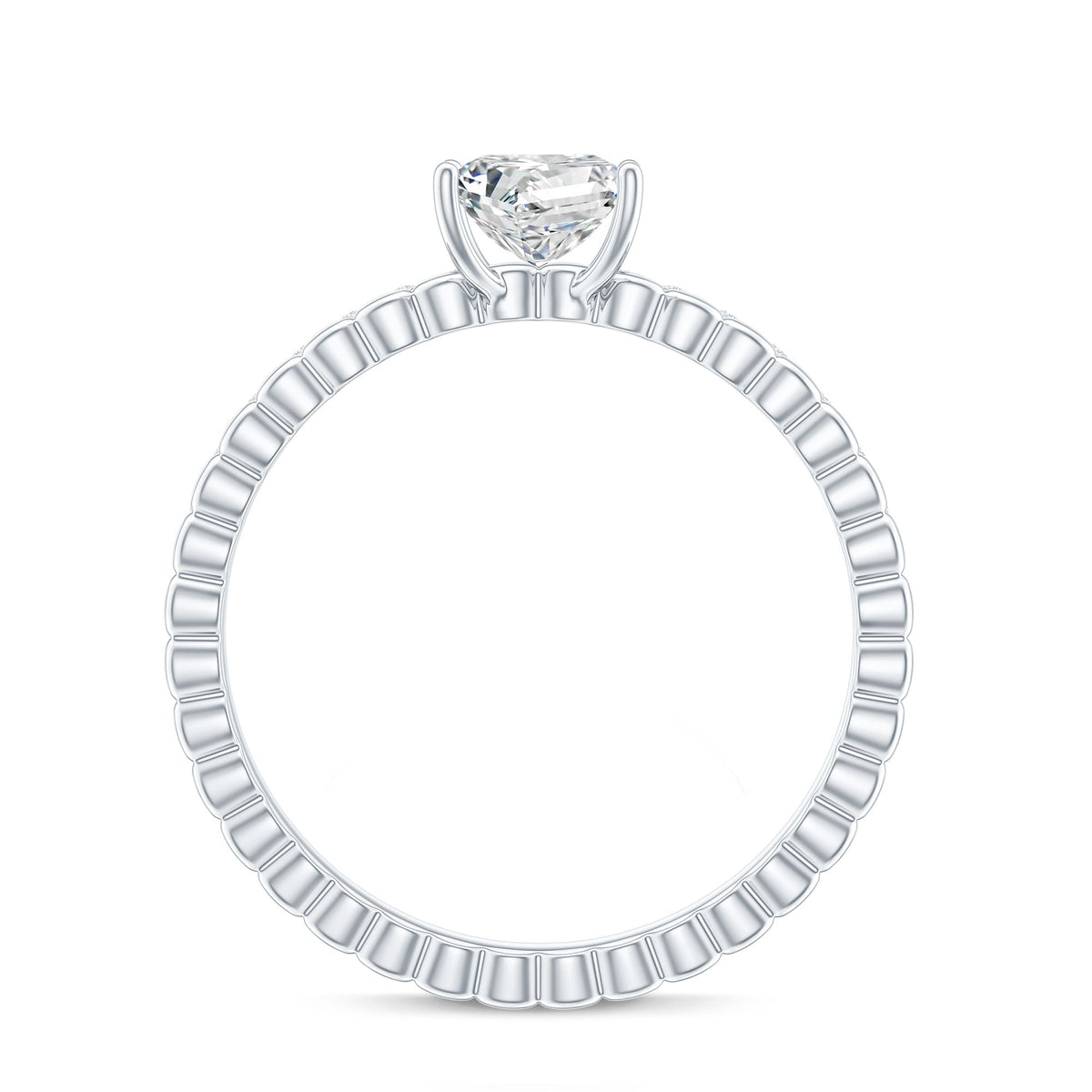 Anillo de compromiso de moissanita con corte cuadrado certificado para mujer